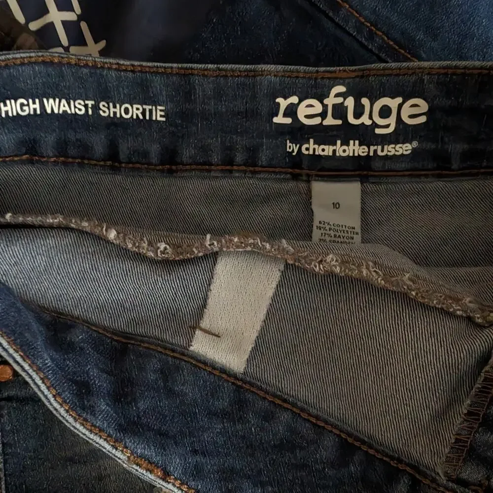 Charlotte Russe refuge high rise shortie jean shorts